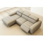 Canapé d'angle fonction relax en cuir italien 5 places SERENITY, gris clair, angle gauche