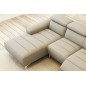 Canapé d'angle fonction relax en cuir italien 5 places SERENITY, gris clair, angle gauche