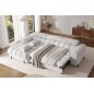 Canapé d'angle convertible FELIX en tissu bouclette ivoire, 5 places, angle gauche (vu de face) Canapé d'angle convertible FELIX en tissu bouclette ivoire, 5 places, angle gauche (vu de face)