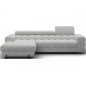 Canapé d'angle convertible FELIX en tissu bouclette gris clair, 5 places, angle gauche (vu de face) Canapé d'angle convertible FELIX en tissu bouclette gris clair, 5 places, angle gauche (vu de face)