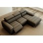 Canapé d'angle fonction relax en cuir italien 5 places SERENITY, gris foncé, angle droit