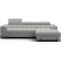 Canapé d'angle convertible FELIX tissu bouclette gris clair, 5 places, angle droit (vu de face)