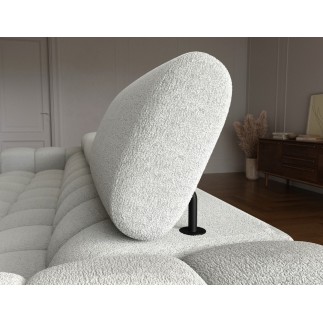 Canapé d'angle convertible FELIX tissu bouclette gris clair, 5 places, angle droit (vu de face)
