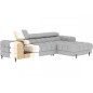 Canapé d'angle convertible FELIX tissu bouclette gris clair, 5 places, angle droit (vu de face)