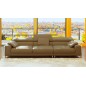 Canapé droit en cuir italien 4 places SUEDO, marron (sans la partie pouf de 85 cm)