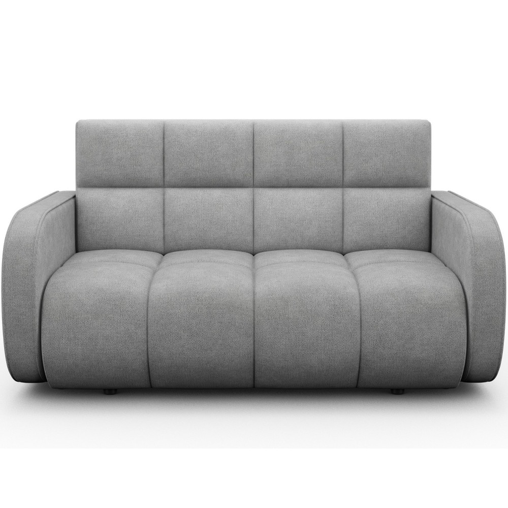 Canapé 2 places convertible tissu doux, gris, coffre, DEVON Canapé 2 places convertible tissu doux, gris, coffre, DEVON