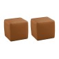 Ensemble de 2 poufs carrés en cuir, marron.