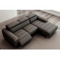 Canapé d'angle fonction relax en cuir italien 5 places SERENITY, noir, angle droit