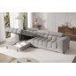 Canapé d'angle convertible FELIX VELOURS en velours gris 5 places, angle gauche (vu de face) Canapé d'angle convertible FELIX VELOURS en velours gris 5 places, angle gauche (vu de face)