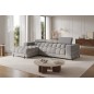 Canapé d'angle convertible FELIX VELOURS en velours gris 5 places, angle gauche (vu de face) Canapé d'angle convertible FELIX VELOURS en velours gris 5 places, angle gauche (vu de face)
