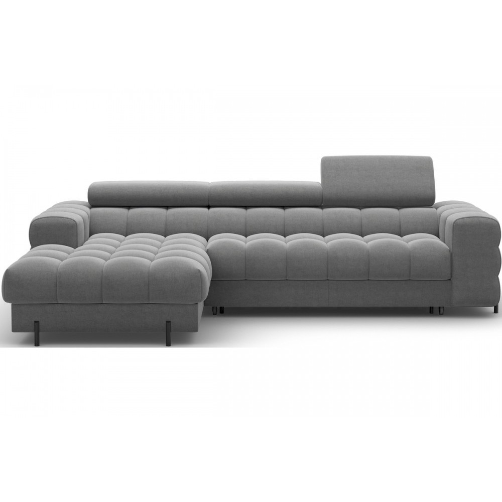 Canapé d'angle convertible FELIX VELOURS en velours gris foncé 5 places, angle gauche (vu de face) Canapé d'angle convertible FELIX VELOURS en velours gris foncé 5 places, angle gauche (vu de face)