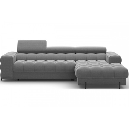 Canapé d'angle convertible FELIX VELOURS en velours gris foncé, 5 places, angle droit (vu de face)