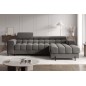 Canapé d'angle convertible FELIX VELOURS en velours gris foncé, 5 places, angle droit (vu de face) Canapé d'angle convertible FELIX VELOURS en velours gris foncé, 5 places, angle droit (vu de face)