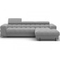 Canapé d'angle convertible FELIX VELOURS en velours gris, 5 places, angle droit (vu de face) Canapé d'angle convertible FELIX VELOURS en velours gris, 5 places, angle droit (vu de face)