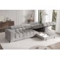 Canapé d'angle convertible FELIX VELOURS en velours gris, 5 places, angle droit (vu de face) Canapé d'angle convertible FELIX VELOURS en velours gris, 5 places, angle droit (vu de face)
