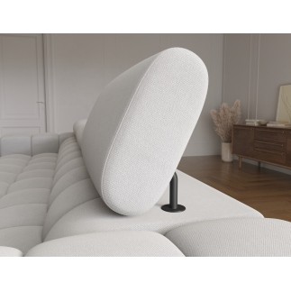 Canapé d'angle convertible FELIX VELOURS en velours gris, 5 places, angle droit (vu de face)