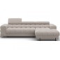 Canapé d'angle convertible FELIX VELOURS en velours beige, 5 places, angle droit (vu de face) Canapé d'angle convertible FELIX VELOURS en velours beige, 5 places, angle droit (vu de face)