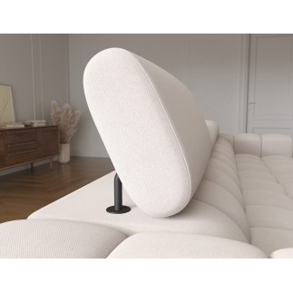 Canapé d'angle convertible FELIX VELOURS en velours beige 5 places, angle gauche (vu de face)