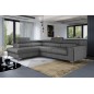 - Canapé d'angle convertible LARRY TISSU gris foncé 5 places angle gauche (vu de face) - Canapé d'angle convertible LARRY TISSU gris foncé 5 places angle gauche (vu de face)