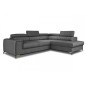 Canapé d'angle convertible - LARRY TISSU gris foncé, 5 places, angle droit (vu de face)