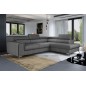 Canapé d'angle convertible - LARRY TISSU gris foncé, 5 places, angle droit (vu de face)