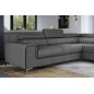Canapé d'angle convertible - LARRY TISSU gris foncé, 5 places, angle droit (vu de face)