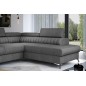 Canapé d'angle convertible - LARRY TISSU gris foncé, 5 places, angle droit (vu de face)