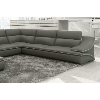Modification de commande : Canapé d'angle en cuir luxe italien 7 places ANGELO, gris foncé et blanc, angle droit, reste à payer