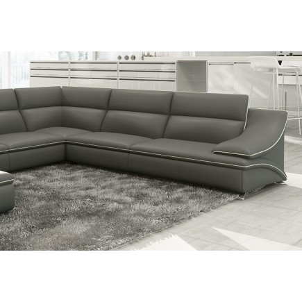 Modification de commande : Canapé d'angle en cuir luxe italien 7 places ANGELO, gris foncé et blanc, angle droit, reste à payer