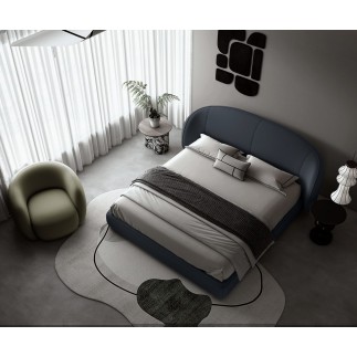 Lit design en cuir de luxe LUXO, avec sommier à lattes offert, noir, 160x200