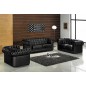 2eme paiement de la commande: Ensemble Canapé 3 places + 2 places + fauteuil, en cuir italien chesterfield, noir, 6x sans frais,