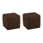 Ensemble de 2 poufs carrés en cuir, chocolat.