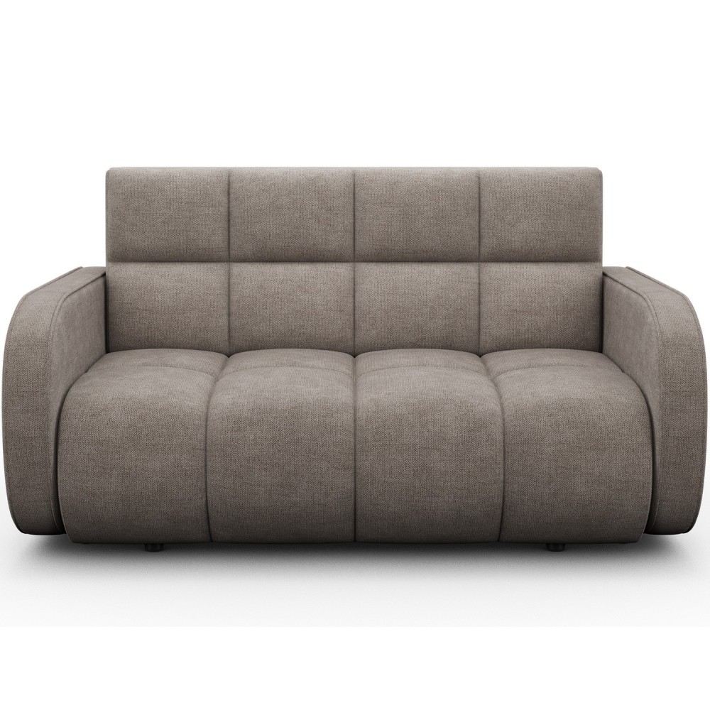 Canapé 2 places convertible tissu doux beige, coffre, DEVON