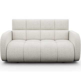 Canapé 2 places convertible tissu bouclette blanc cassé