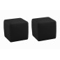 Ensemble de 2 poufs carrés en cuir, noir, Gris clair