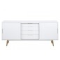 Bahut tendance blanc laqué brillant, ELMA, bois