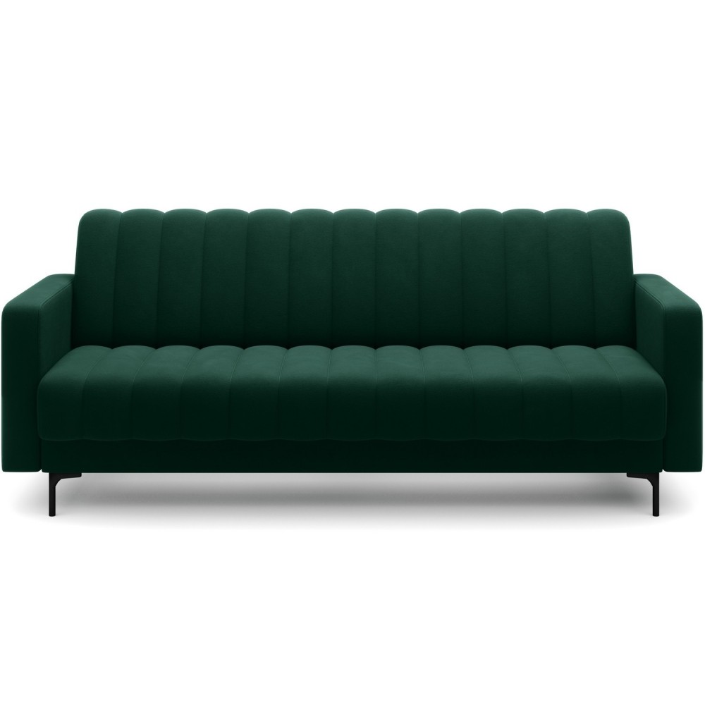 Canapé 3 places convertible velours luxe vert, coffre, RONSARD