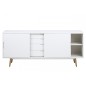 Bahut tendance blanc laqué brillant, ELMA, bois