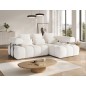 Canapé d'angle convertible en tissu bouclette blanc cassé 3-4 places LEONI, angle droit (vu de face)