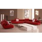 Ensemble cuir italien canapé d'angle et 2 fauteuils PARMA rouge