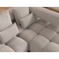 Canapé d'angle convertible en tissu bouclette beige luxe 5 places LEONI, angle droit (vu de face)