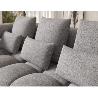 Canapé d'angle convertible en tissu luxe gris 5 places LEONI