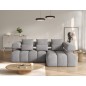 Canapé d'angle convertible en tissu luxe gris 5 places LEONI, angle droit (vu de face)