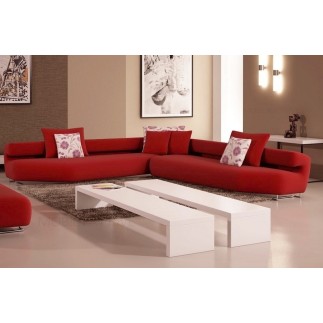 Ensemble cuir italien canapé d'angle et 2 fauteuils PARMA rouge