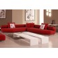 Ensemble cuir italien canapé d'angle et 2 fauteuils PARMA rouge
