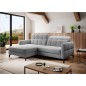 Canapé d'angle convertible en velours gris luxe 3-4 places LORO, angle gauche (vu de face)