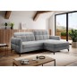 Canapé d'angle convertible en velours gris luxe 3-4 places LORO, angle droit (vu de face)