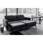 Canapé d'angle convertible en velours gris foncé luxe 3-4 places LORO, angle droit (vu de face)