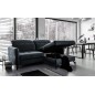 Canapé d'angle convertible en velours gris foncé luxe 3-4 places LORO, angle droit (vu de face)