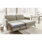 Canapé d'angle convertible en velours beige luxe 3-4 places LORO, angle gauche (vu de face)